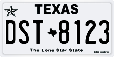 TX license plate DST8123