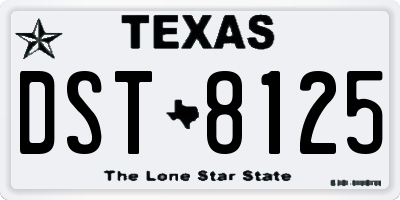 TX license plate DST8125