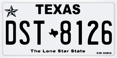 TX license plate DST8126