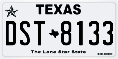 TX license plate DST8133