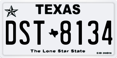 TX license plate DST8134