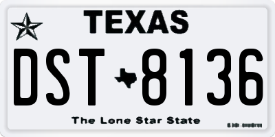 TX license plate DST8136