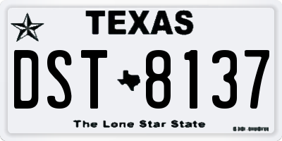 TX license plate DST8137