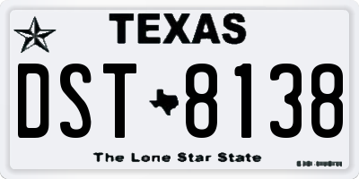 TX license plate DST8138
