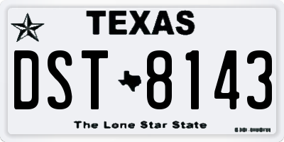 TX license plate DST8143