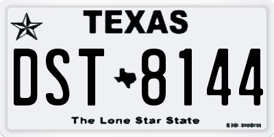 TX license plate DST8144