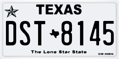 TX license plate DST8145
