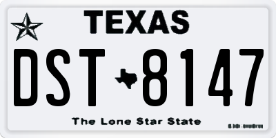 TX license plate DST8147