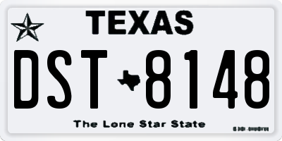 TX license plate DST8148