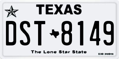 TX license plate DST8149