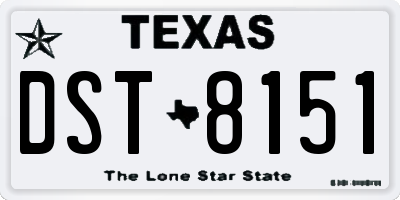 TX license plate DST8151