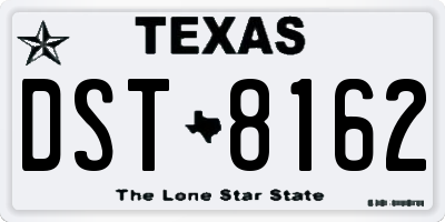 TX license plate DST8162