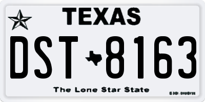 TX license plate DST8163