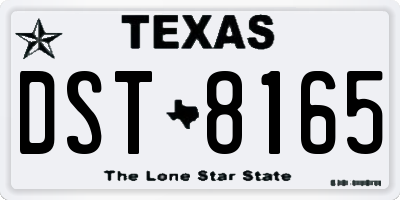 TX license plate DST8165