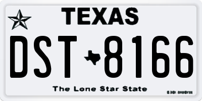 TX license plate DST8166