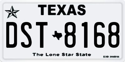 TX license plate DST8168