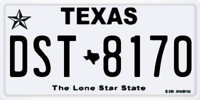 TX license plate DST8170