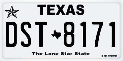 TX license plate DST8171