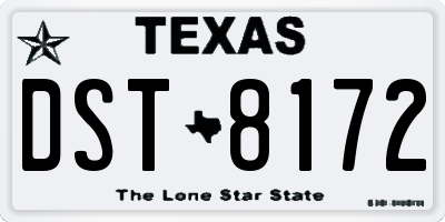 TX license plate DST8172