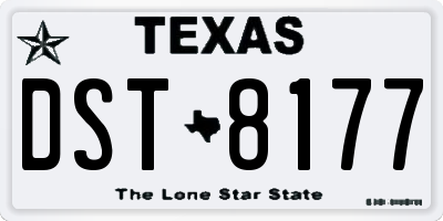 TX license plate DST8177