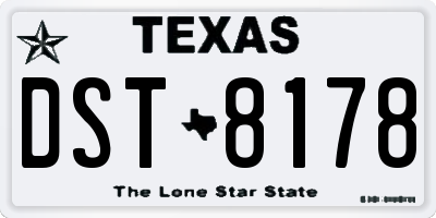 TX license plate DST8178