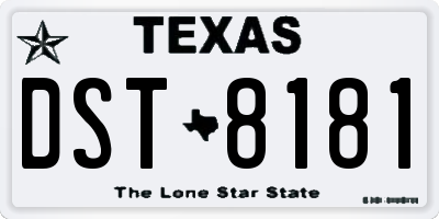 TX license plate DST8181