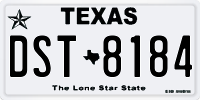 TX license plate DST8184