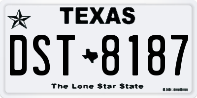 TX license plate DST8187