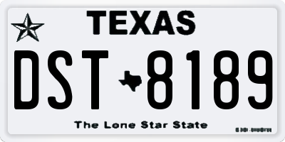 TX license plate DST8189