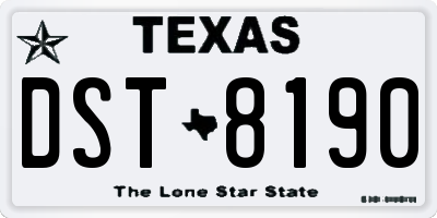 TX license plate DST8190