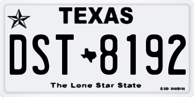 TX license plate DST8192
