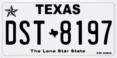 TX license plate DST8197