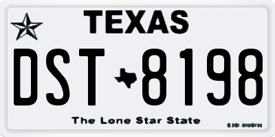 TX license plate DST8198