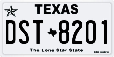 TX license plate DST8201
