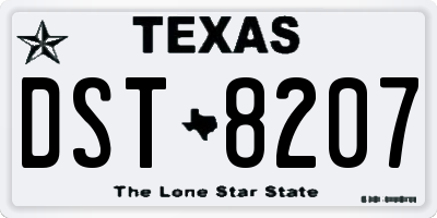 TX license plate DST8207