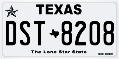 TX license plate DST8208