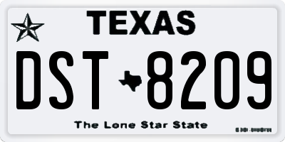 TX license plate DST8209
