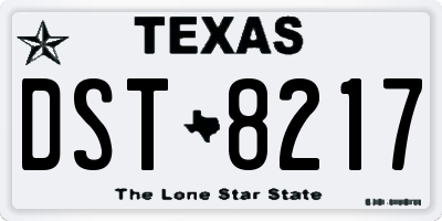 TX license plate DST8217