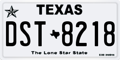 TX license plate DST8218