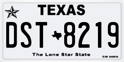 TX license plate DST8219