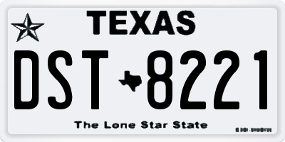 TX license plate DST8221