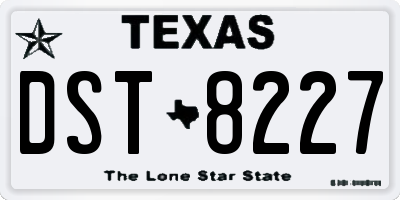 TX license plate DST8227