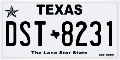 TX license plate DST8231