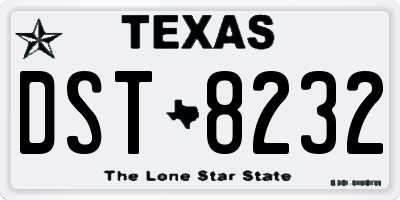 TX license plate DST8232
