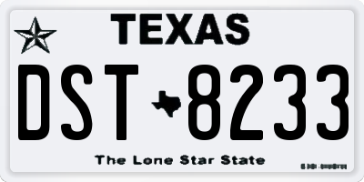 TX license plate DST8233
