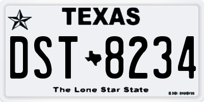 TX license plate DST8234