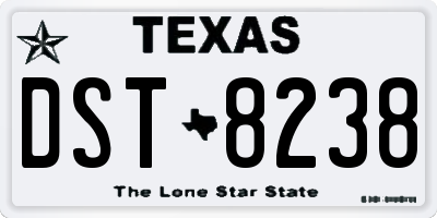 TX license plate DST8238