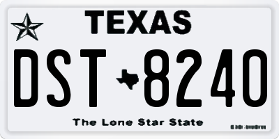 TX license plate DST8240