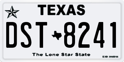 TX license plate DST8241