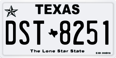 TX license plate DST8251